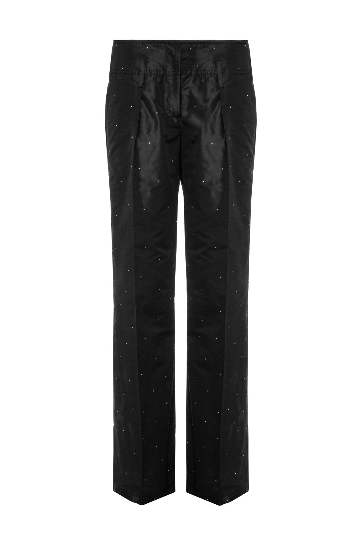 Elaine Black Wide-Leg Crystal Detailing Pants – TATA LA
