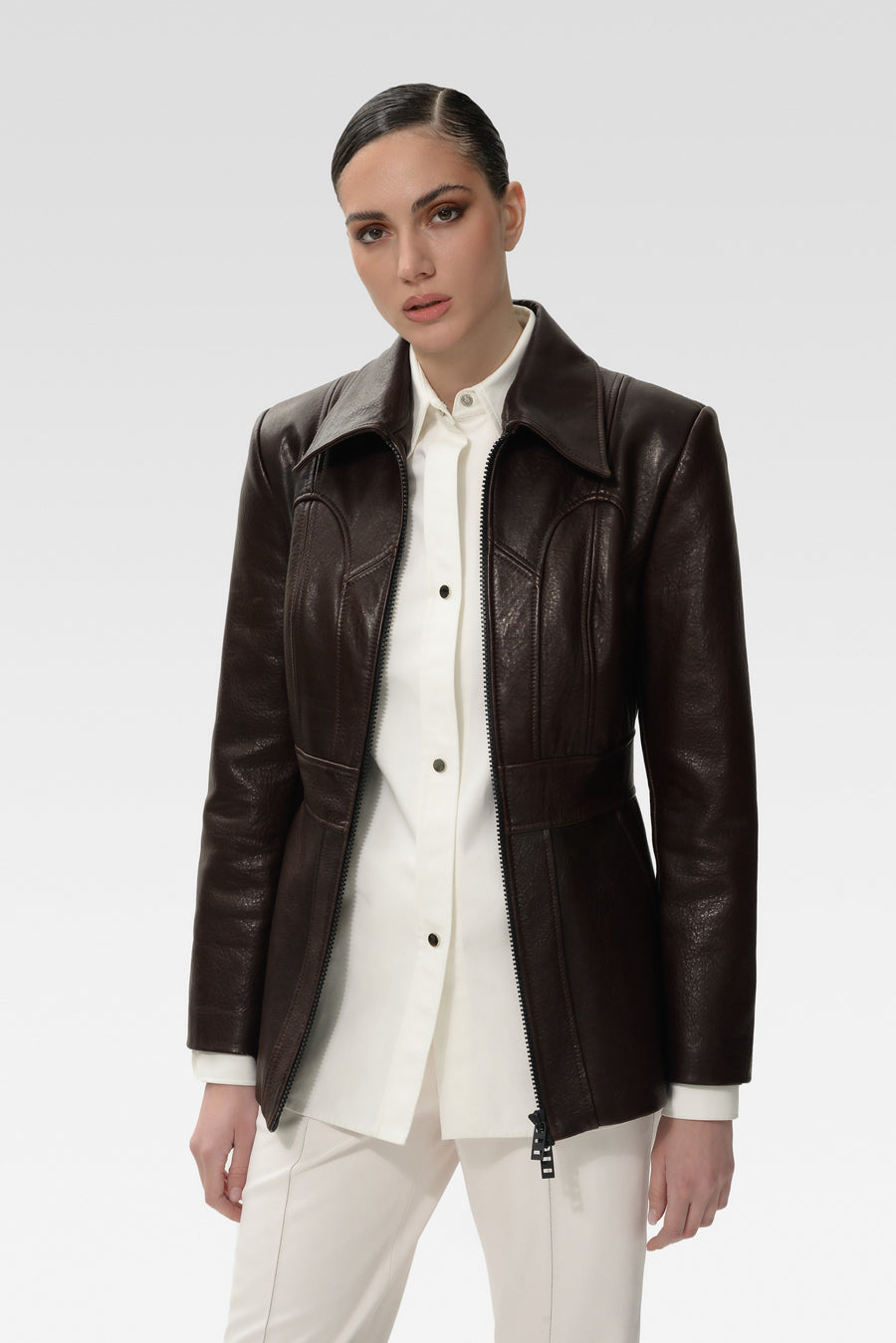 Leather Jacket With Stitchin