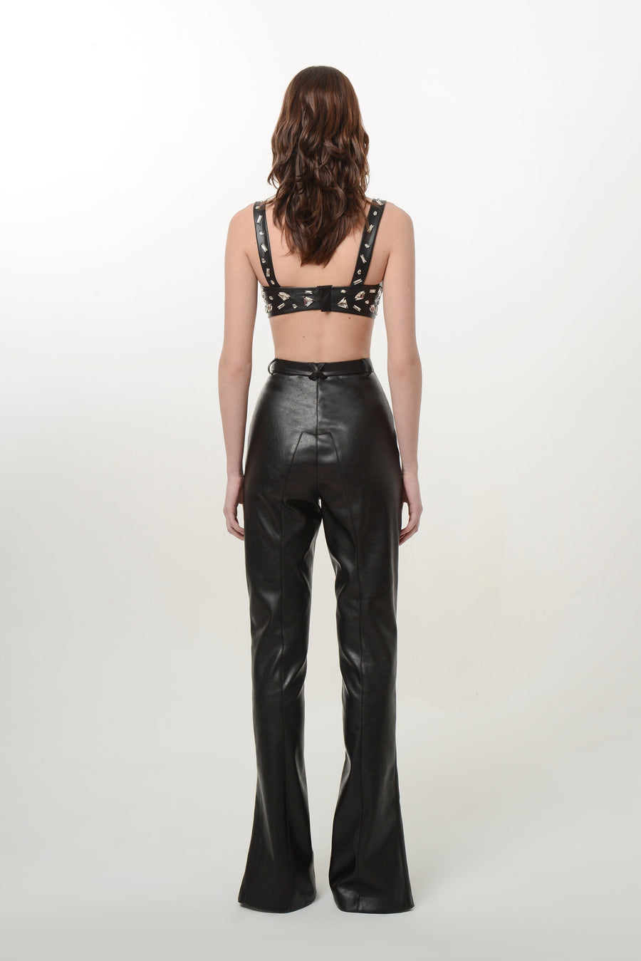 Black Vegan Leather Zipper Pants