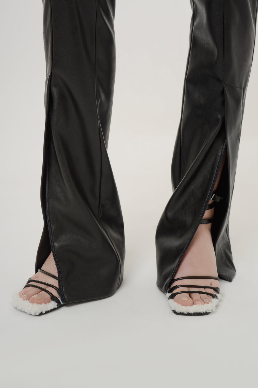 Black Vegan Leather Zipper Pants