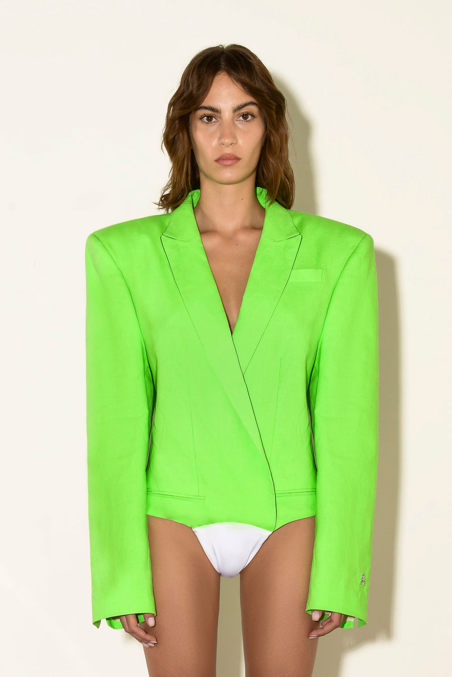 Neon Linen Blazer Bodysuit