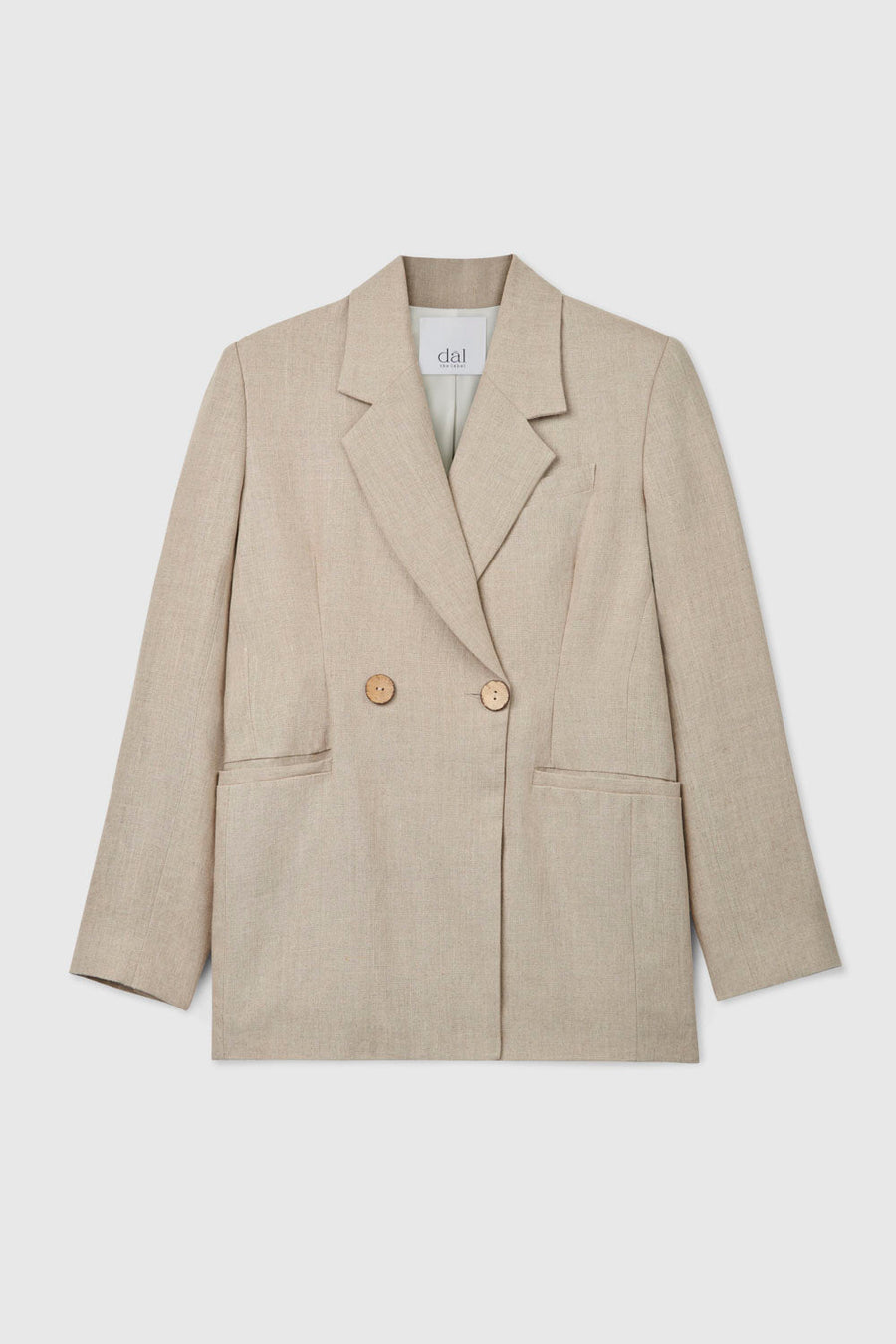 Natural Linen Double-Breasted Blazer