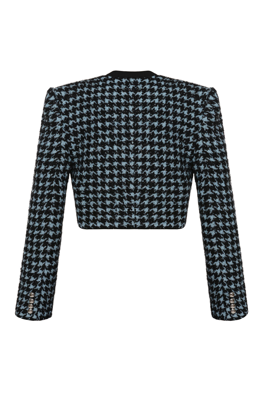 Tweed Cropped Blazer With Logo-Embossed Buttons