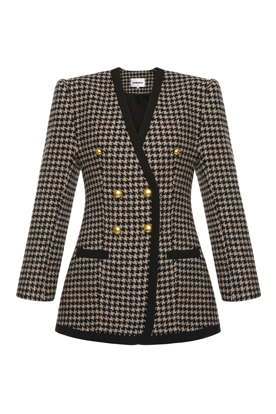 Wool Longline Blazer With Logo Embossed Buttons