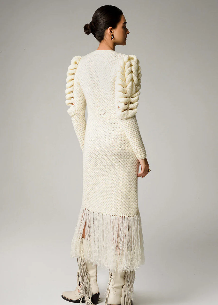 ivory fringe dress Haven Ivory Fringe Cutout Mini Dress - L Size - Women's Dresses