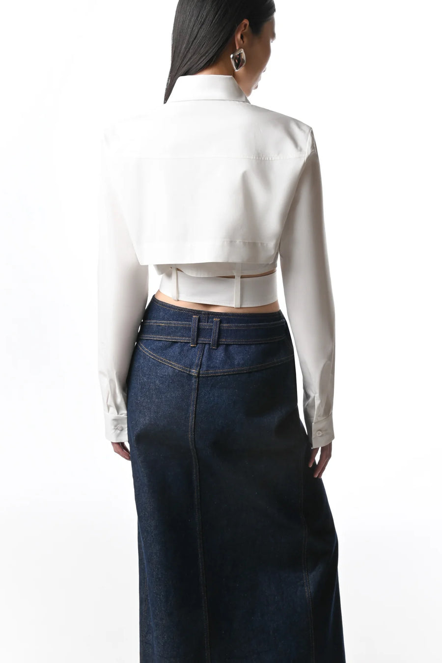 Denim Diagonal Belt Skirt