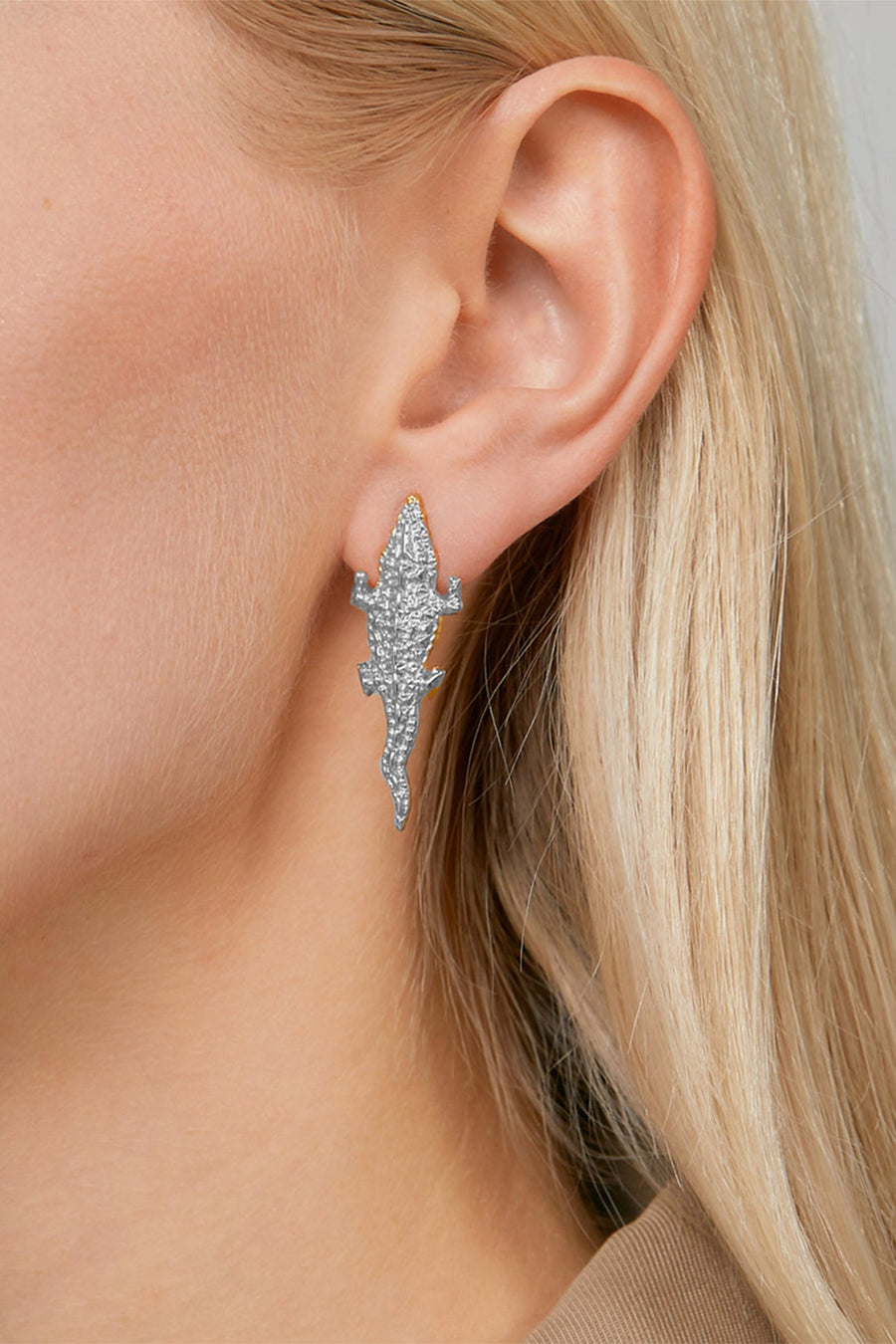 Silver Crocodile Earrings