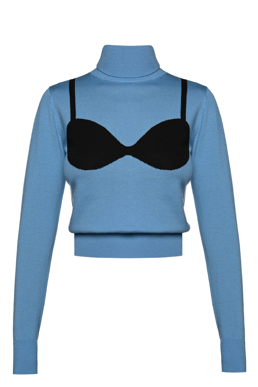 Wool Visible Bra Turtleneck Sweater