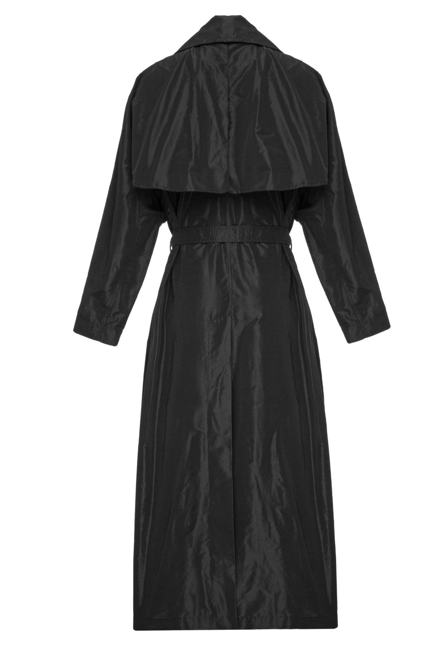 Nasta Black Double-Breasted Trench Coat