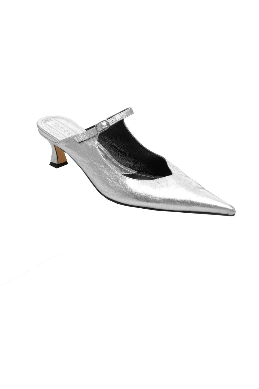 Tinate Silver Leather Mules