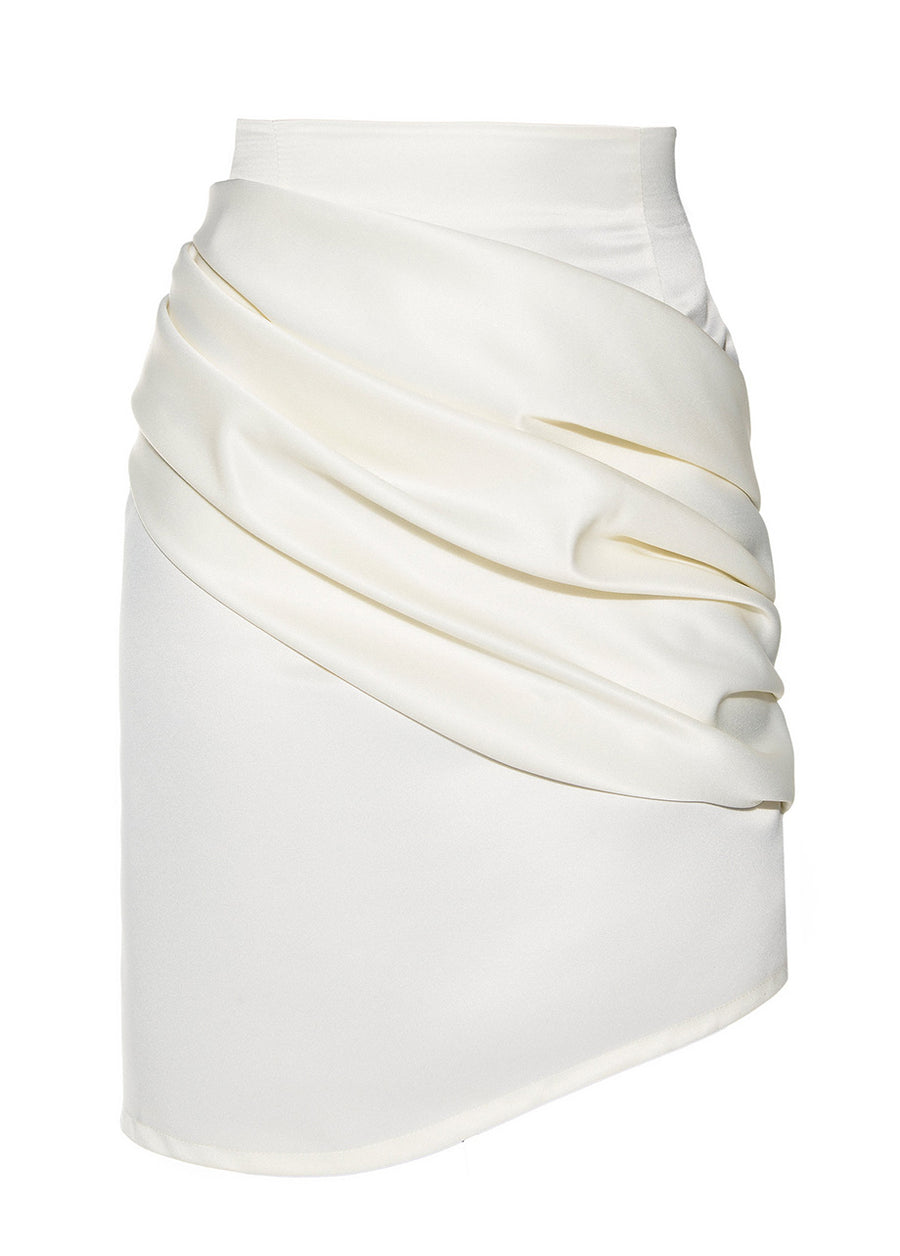 Ivory Rushed Skirt