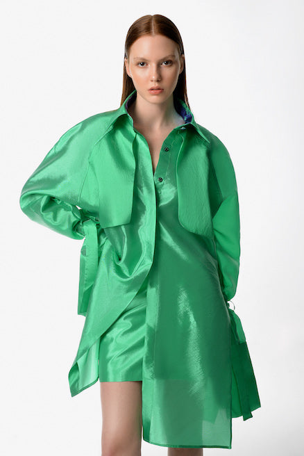 Oversized Silk Dress With Pockets
