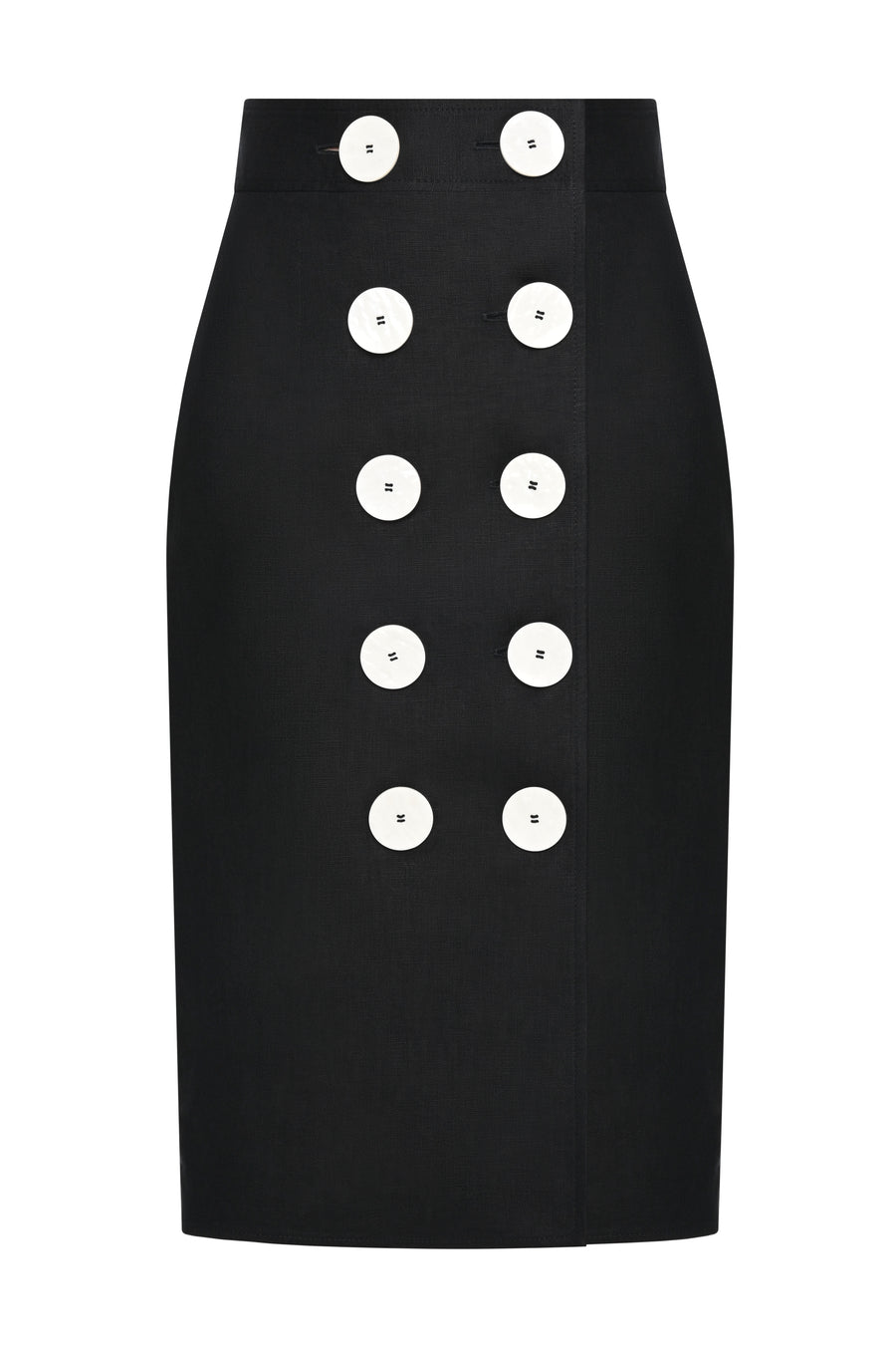 Button-Embellished Midi Skirt