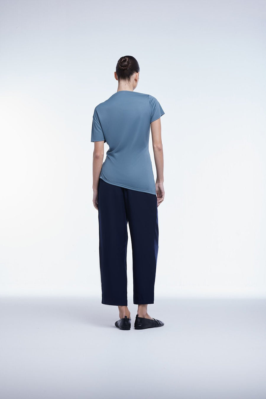 Asymmetrical Short Sleeve Top - dāl the label - Blue Gray