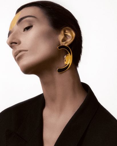 Brass Earrings With Black detail