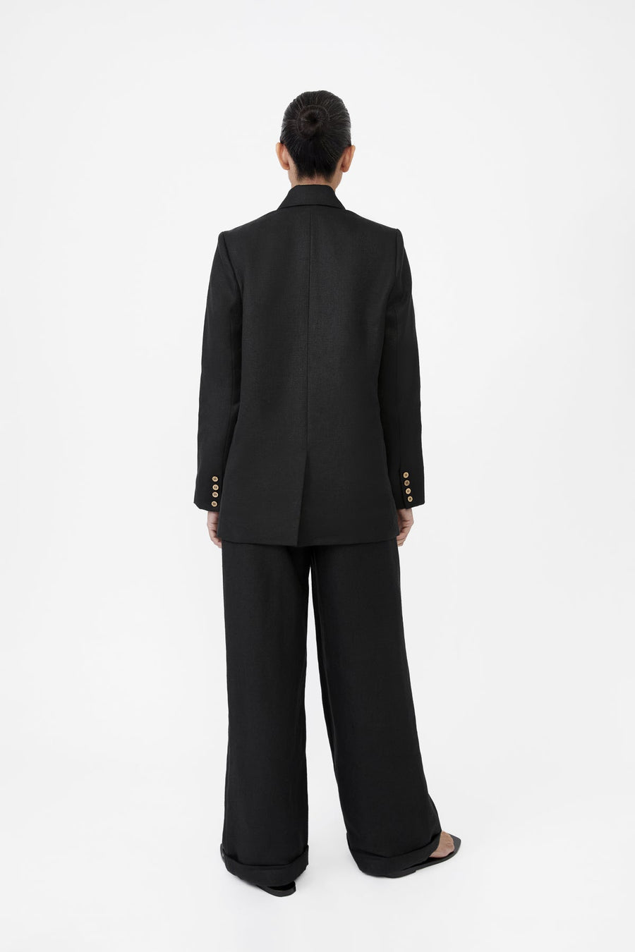 Hemp Double-Breasted Blazer - dāl the label-Black