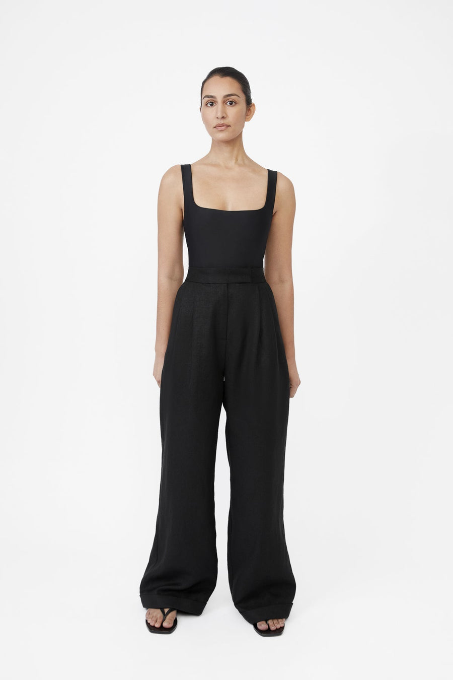 Hemp Wide Leg Pants - dāl the label-Black