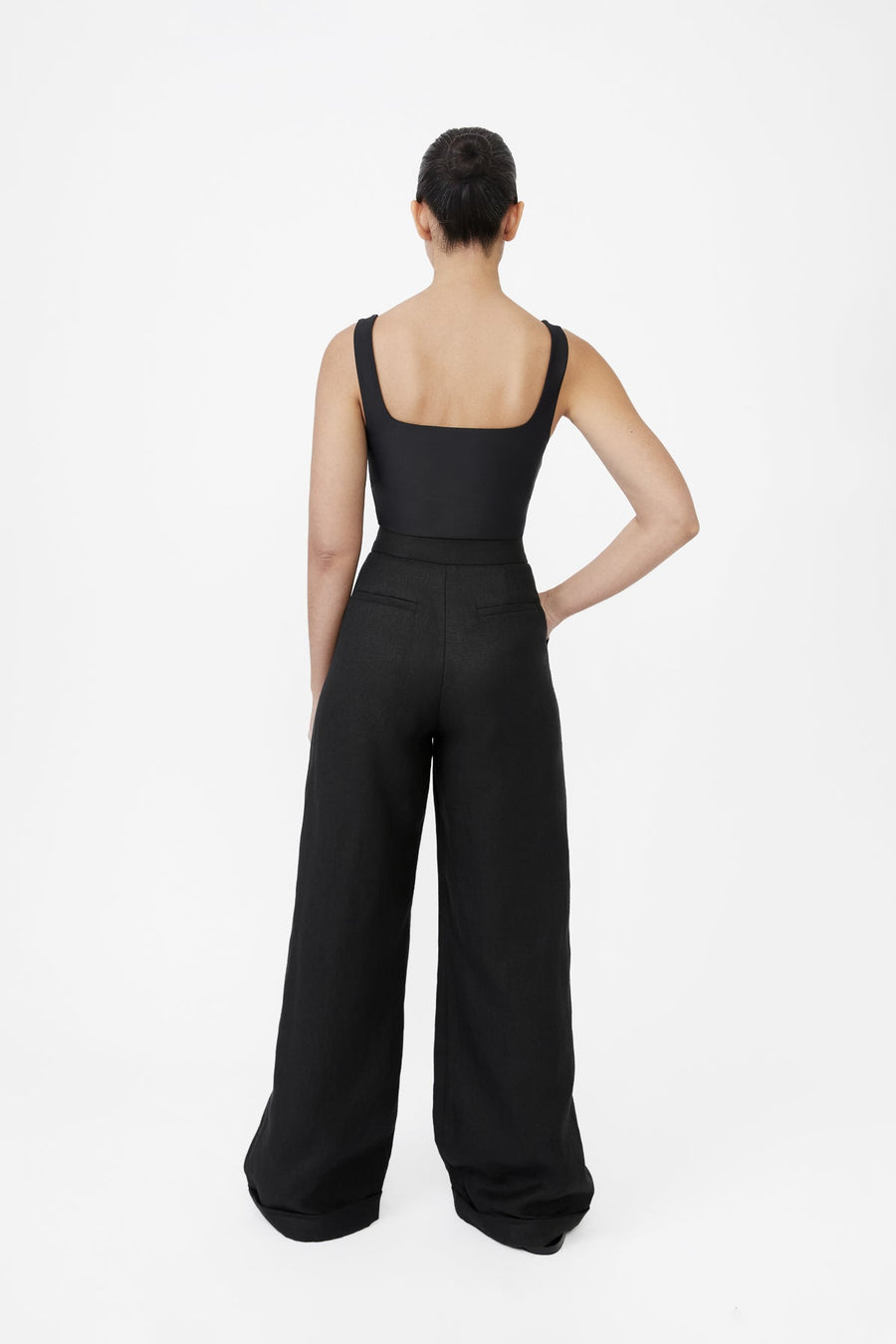 Hemp Wide Leg Pants - dāl the label-Black