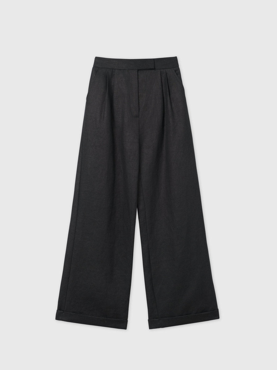 Hemp Wide Leg Pants - dāl the label-Black