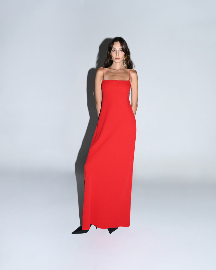 Red Maxi Dress w Open Back