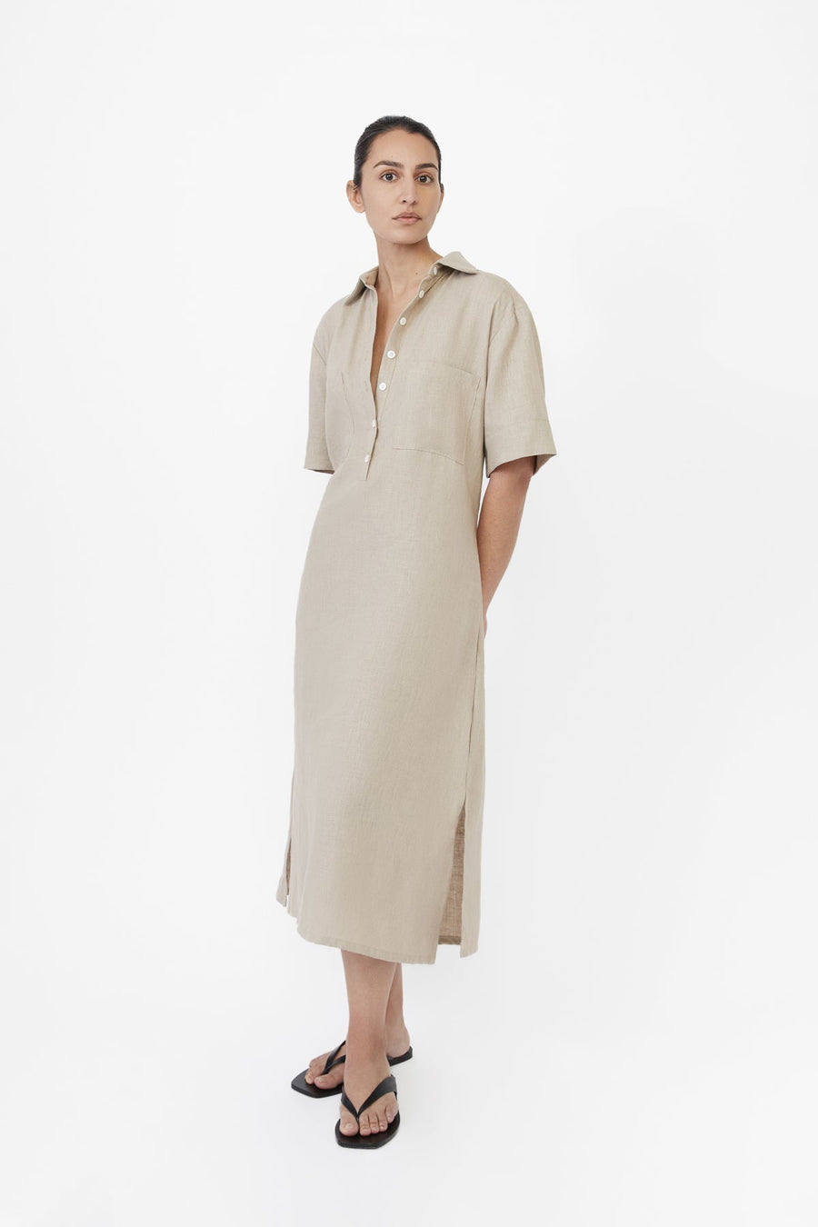 Linen Midi Shirtdress Linen Midi Shirtdress
