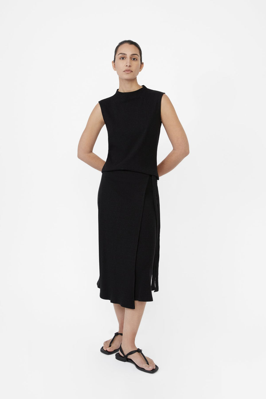 Modal Rib Knit Wrap Skirt - dāl the label-XS