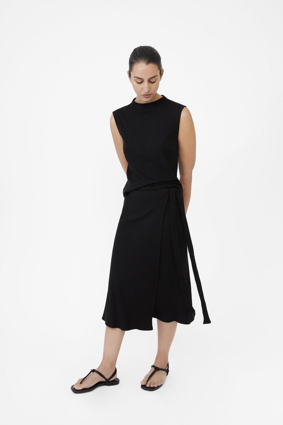 Modal Rib Knit Wrap Skirt - dāl the label-XS