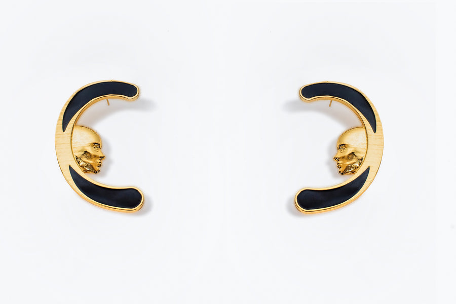 Brass Earrings With Black detail