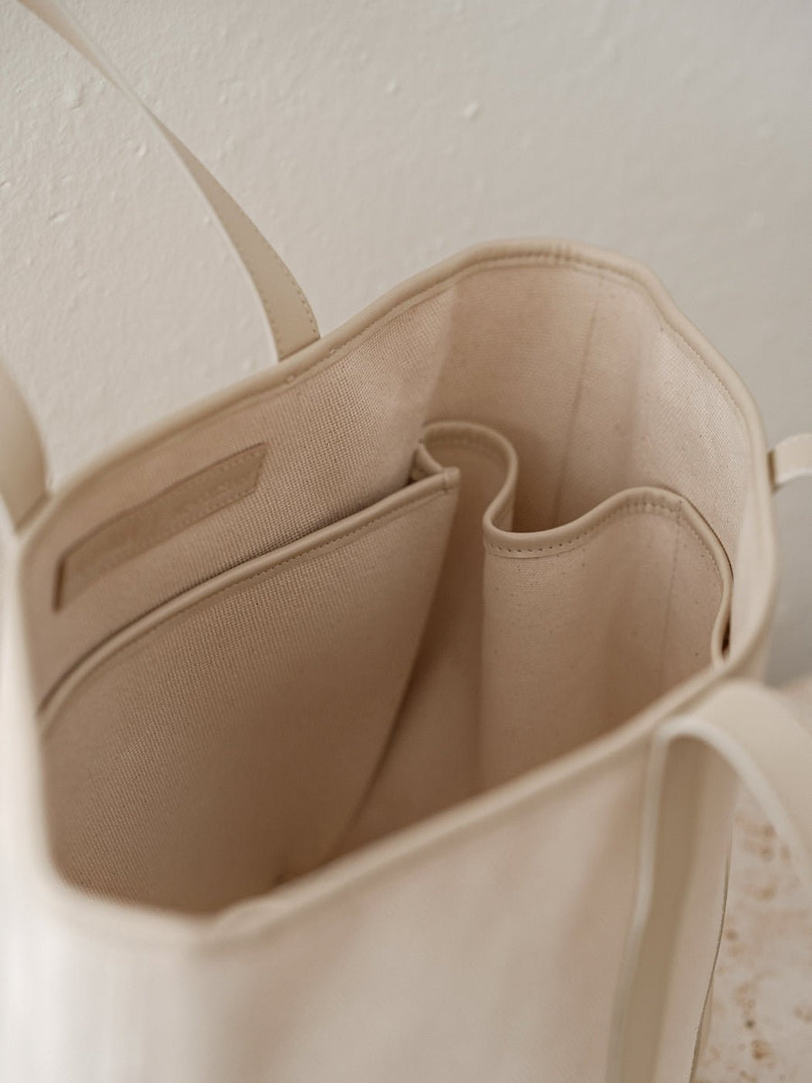 Structured Tote Bag - dāl the label-Cream