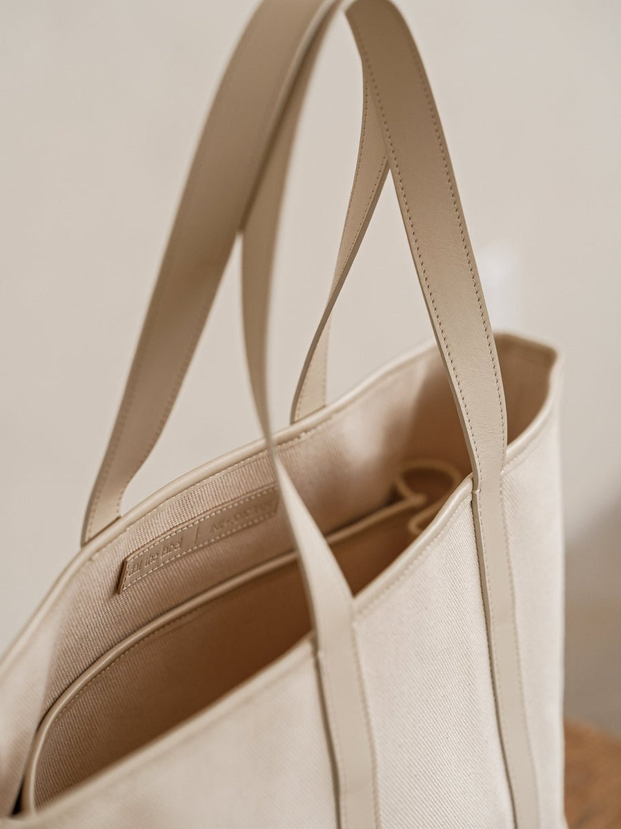 Structured Tote Bag - dāl the label-Cream