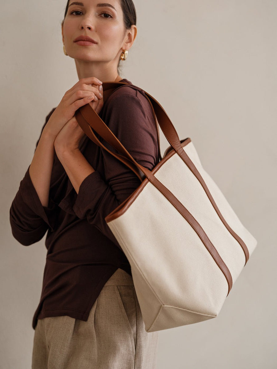 Structured Tote Bag - dāl the label-Tan