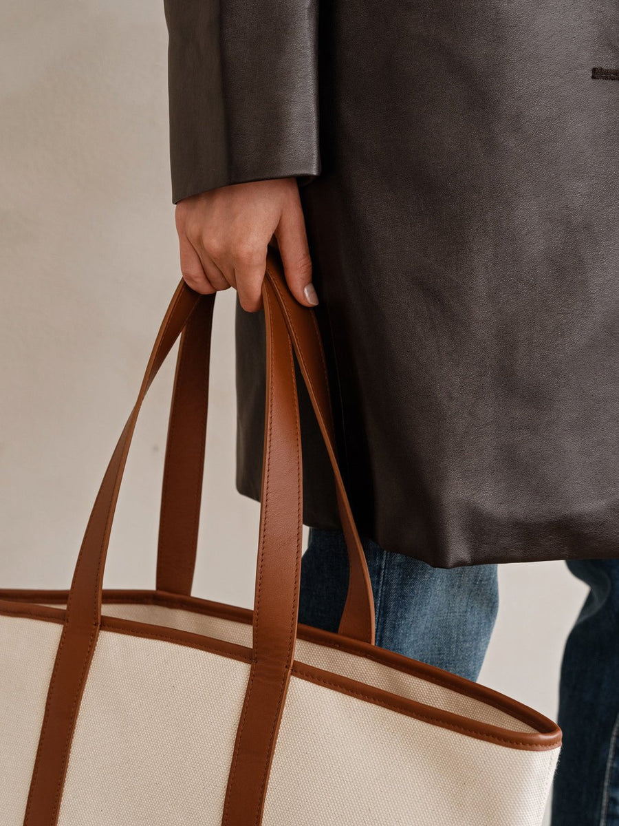 Structured Tote Bag - dāl the label-Tan
