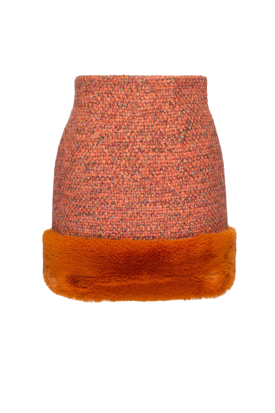Faux Fur-Trimmed Mini Skirt