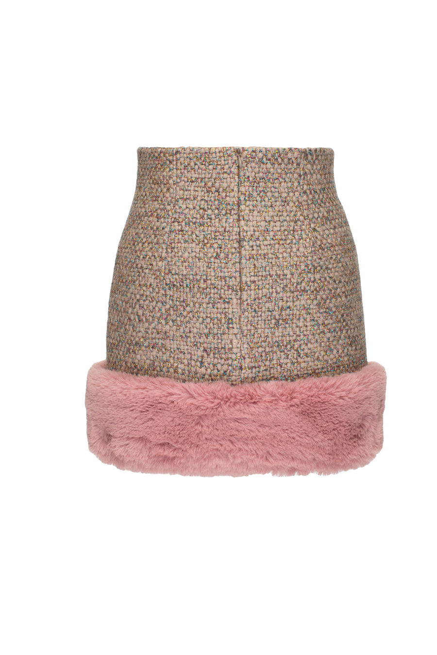 Faux Fur-Trimmed Mini Skirt