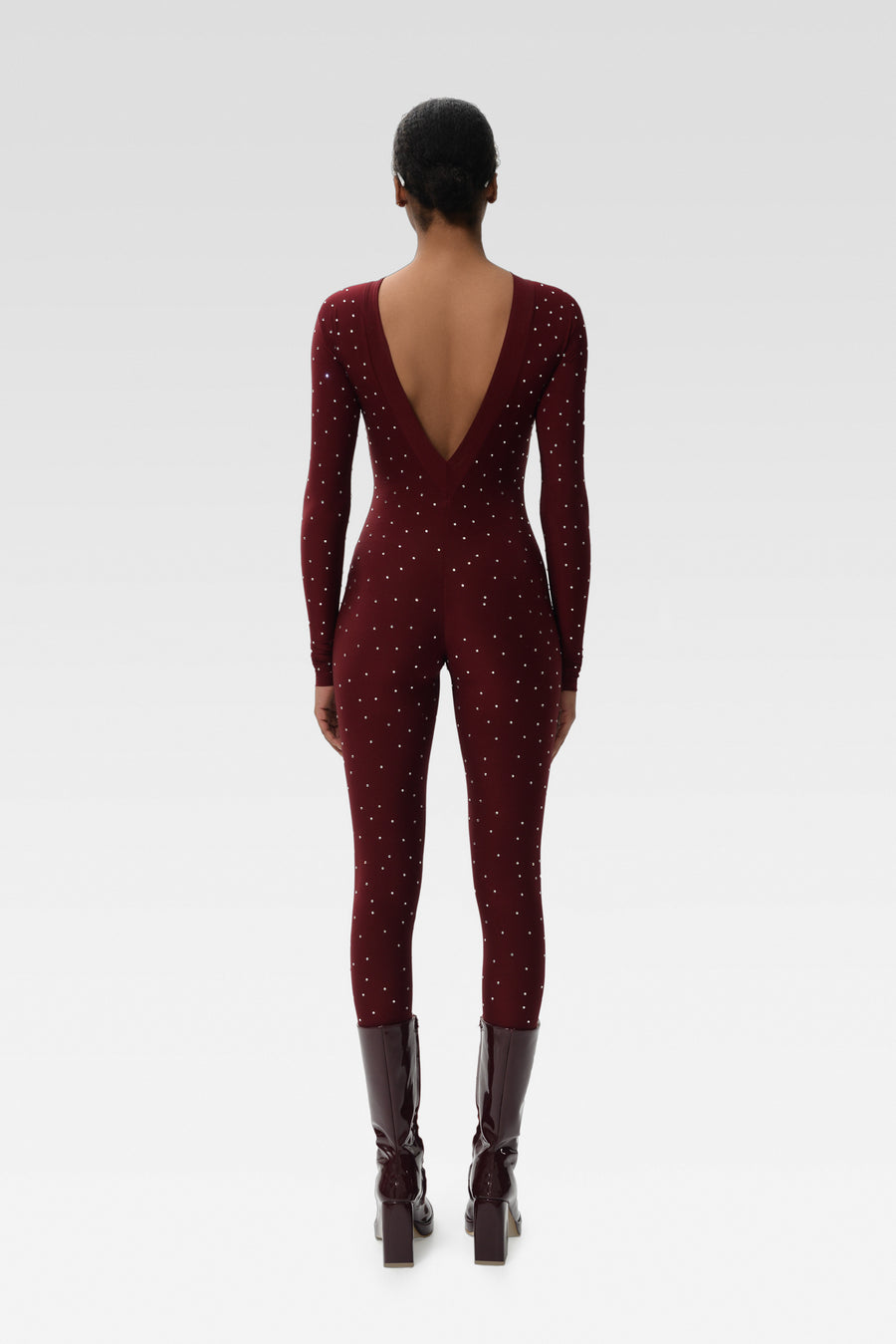 Burgundy Bodysuit with Sparkling Details