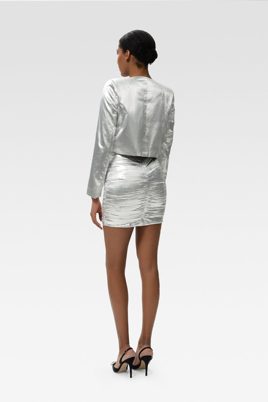 Shiny Silver Skirt&Jacket Combination