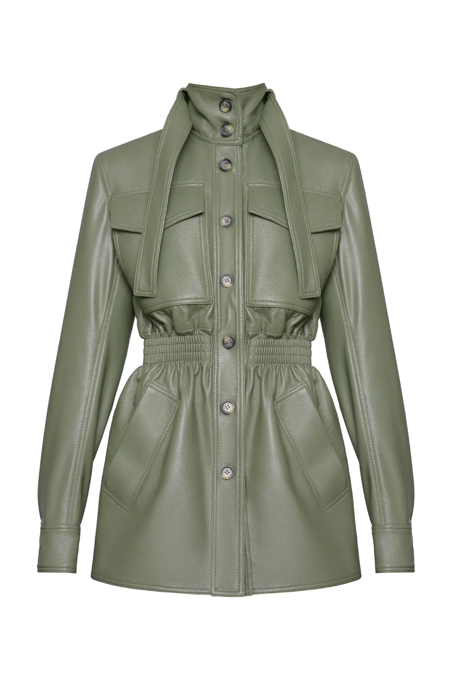 Eco Leather Utilitarian Ruched Waist Jacket