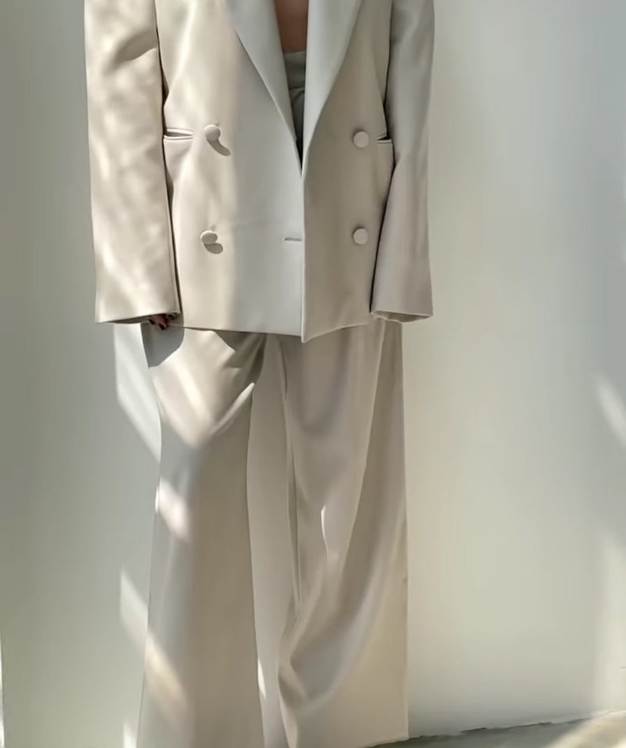 Double-Breasted Suit and Trousers in White