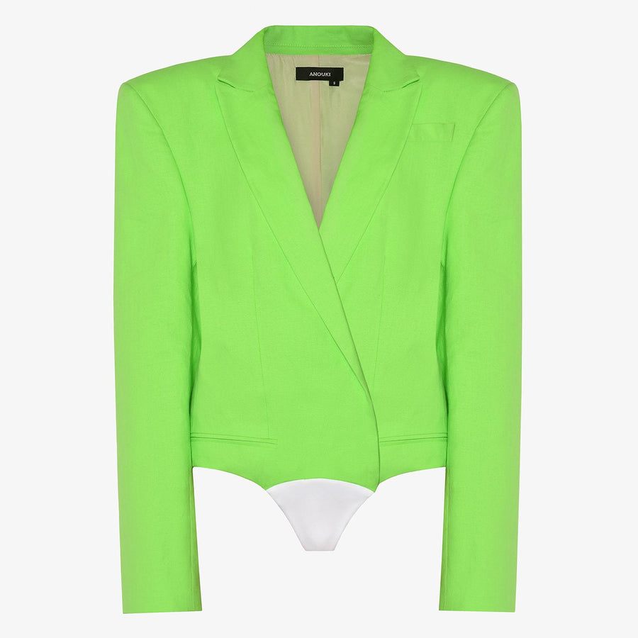 Neon Linen Blazer Bodysuit