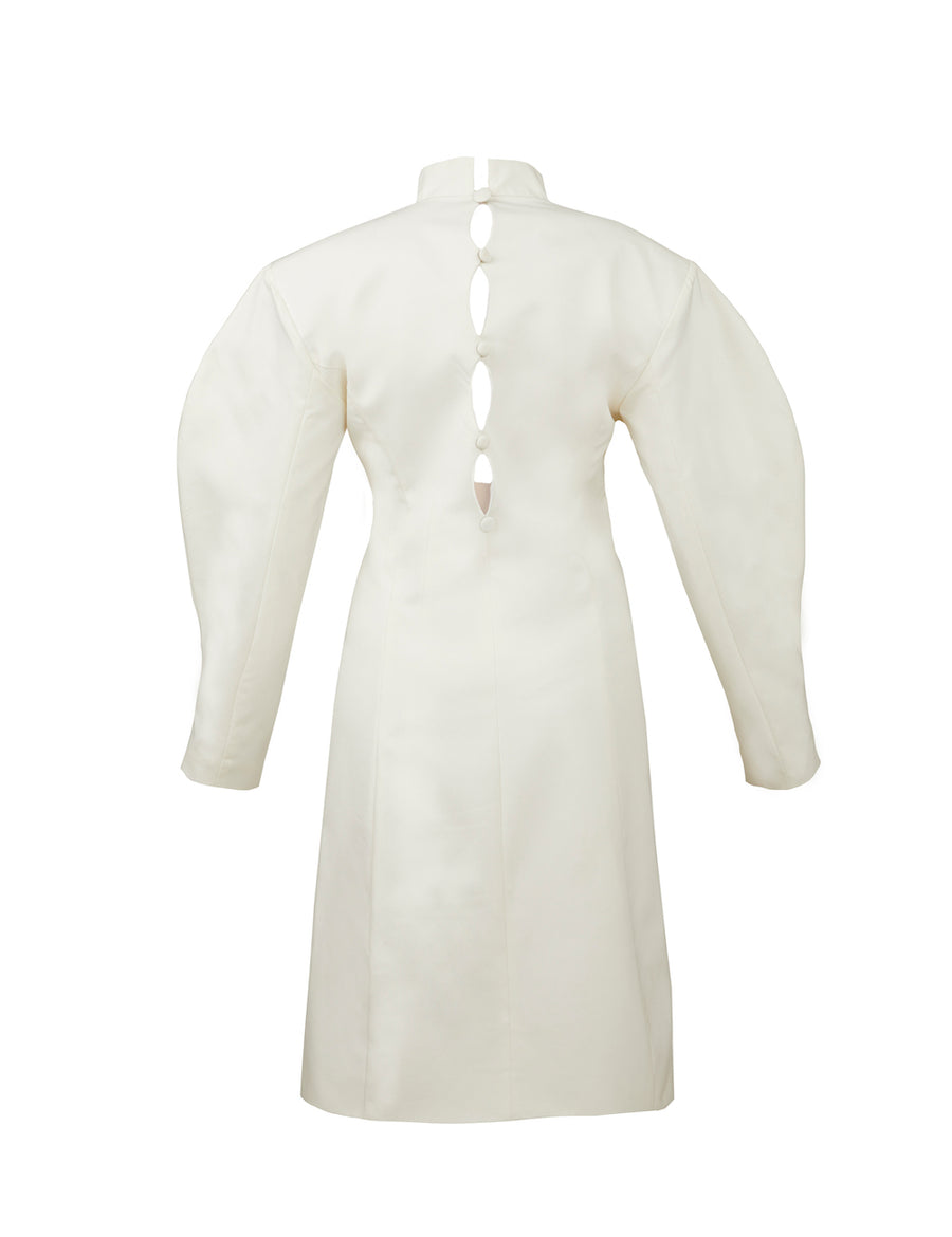 Milky Puff Sleeve White Dress