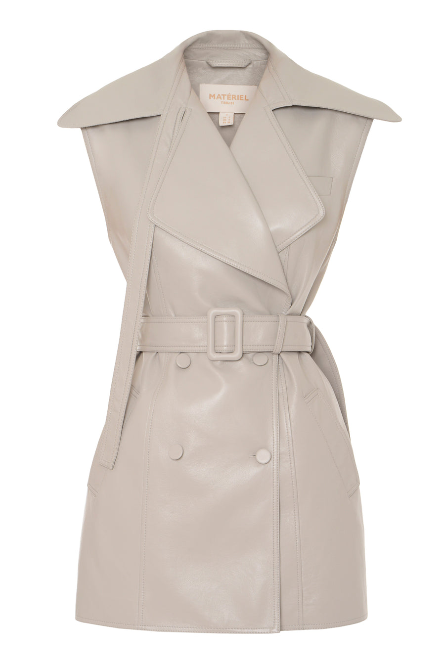 Eco Leather Wide Lapel Belted Vest