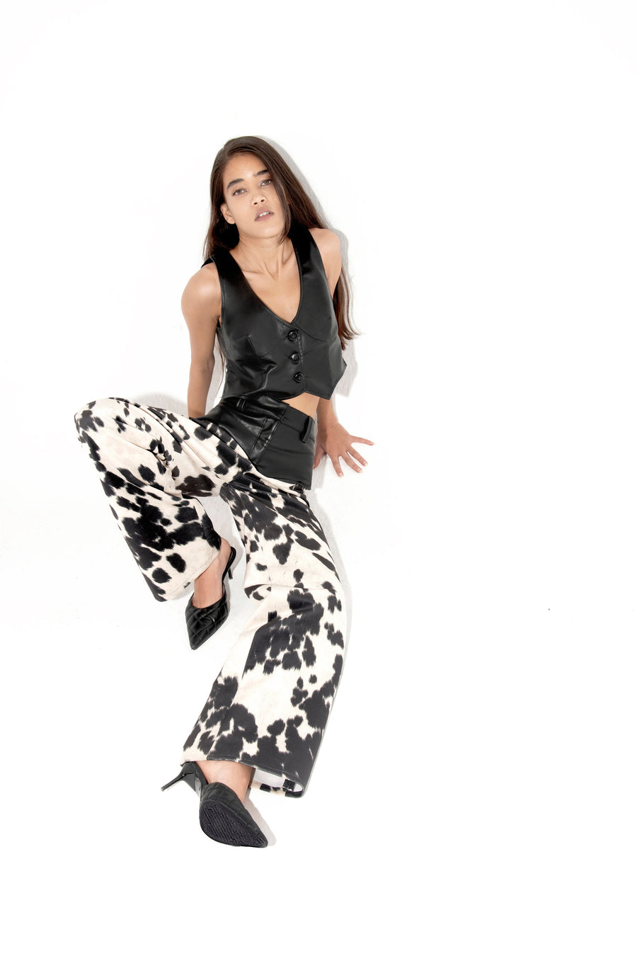Faux Cow Suede/Leather Pants