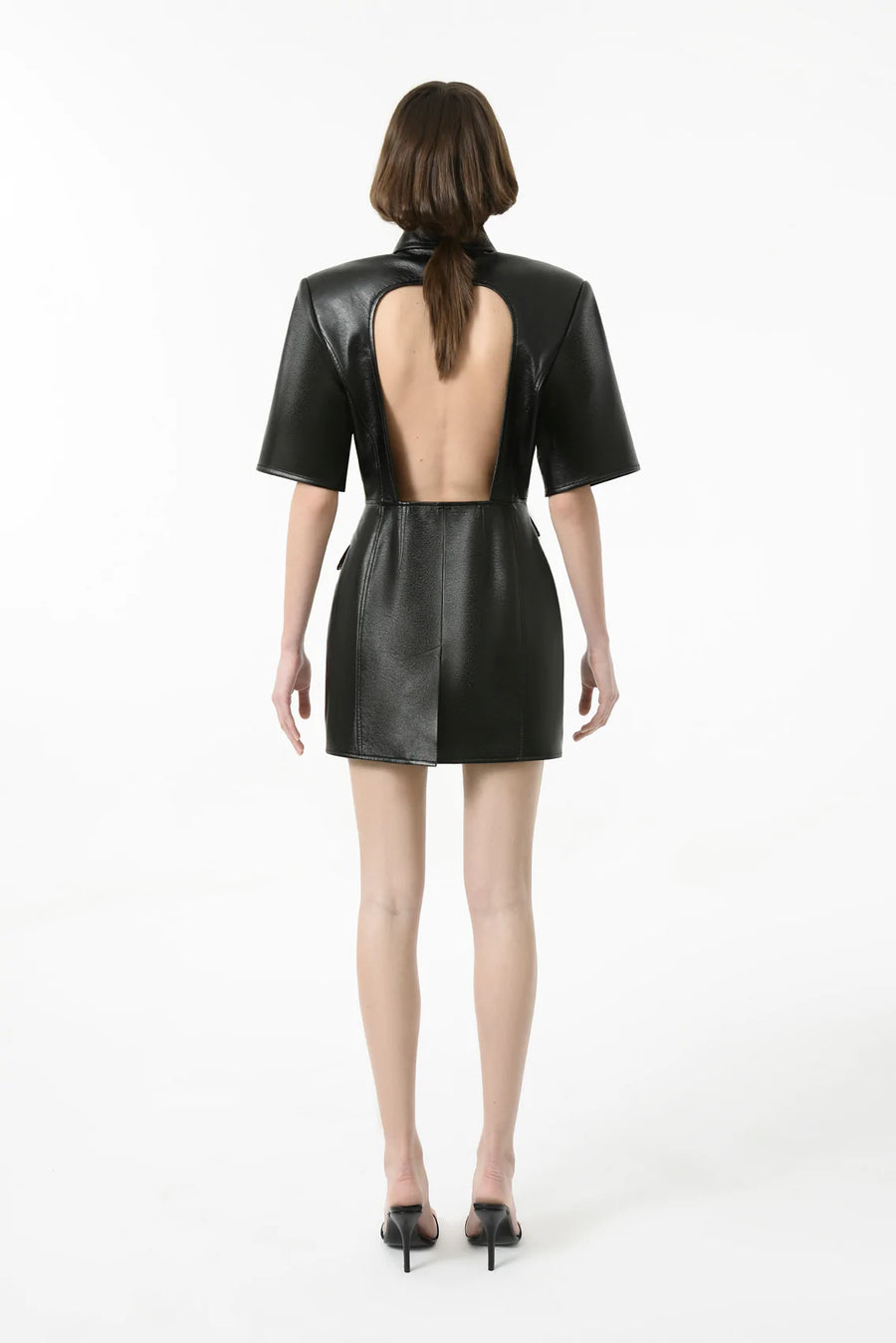 Eco Leather Structured Shirt Dress