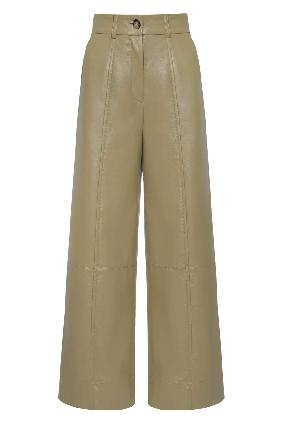 Eco Leather Culotte Trousers Olive