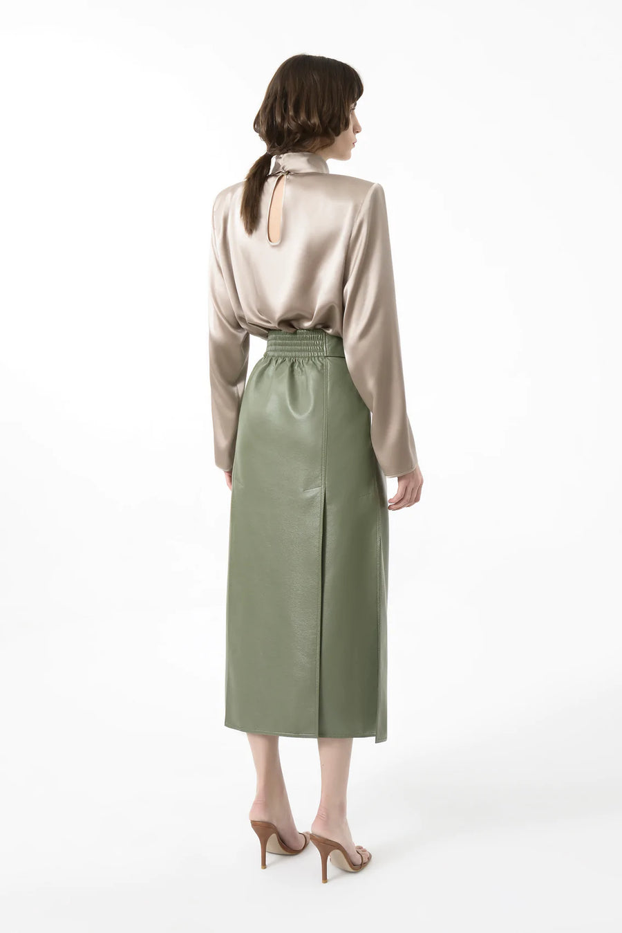 Eco Leather Slits Around Skirt