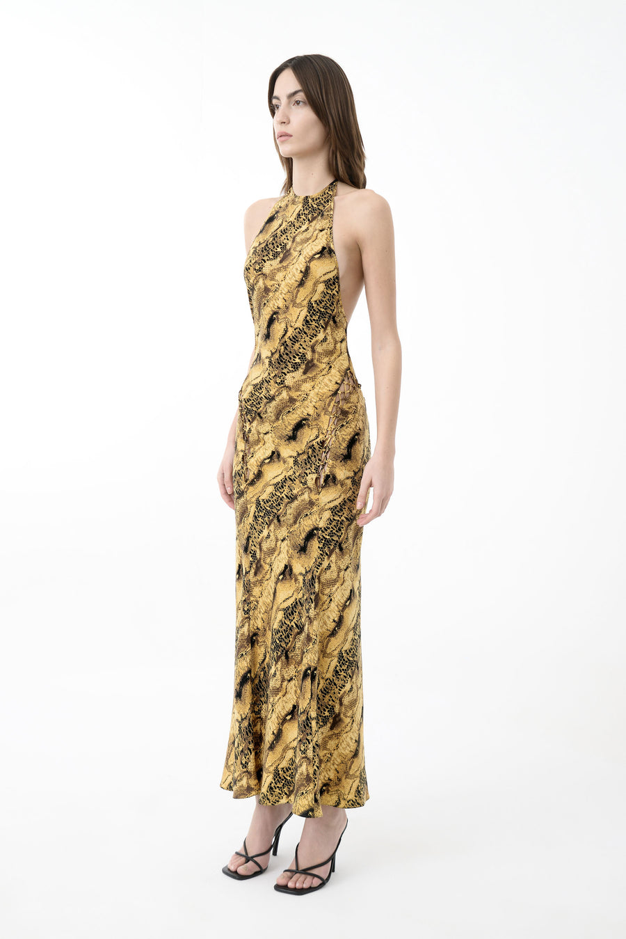 Python Print Lace-Up Dress
