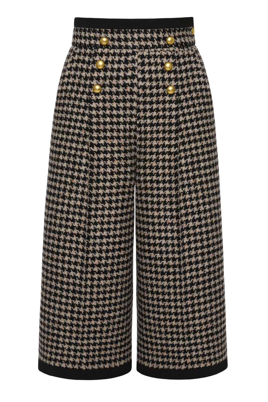 High-Rise Wide-Leg Culotte With Logo Embossed Buttons