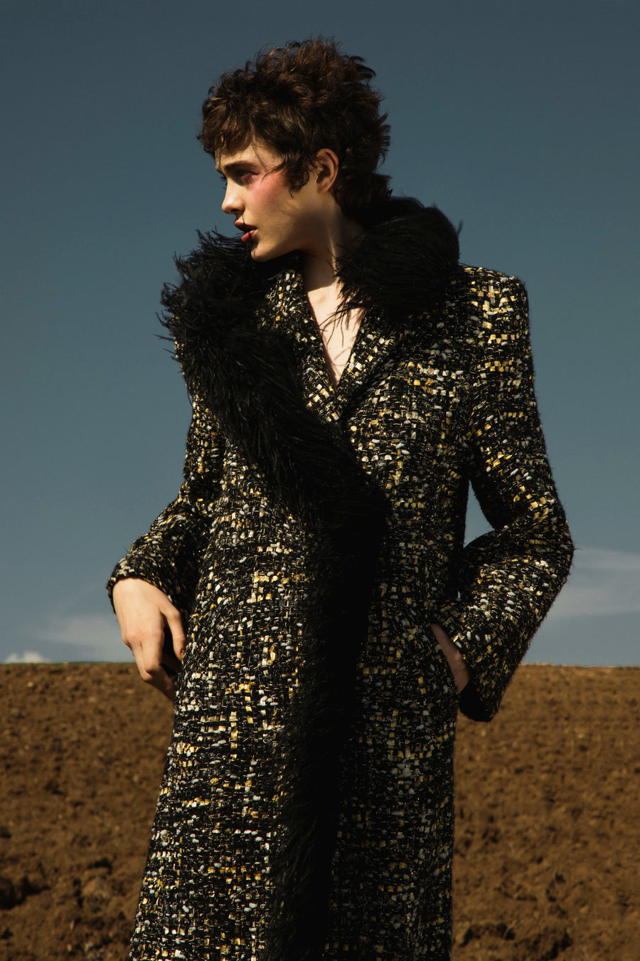 Feather-Trimmed Coat