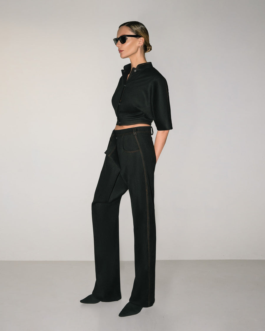 Velvet Cropped Jacket and Pant Suit