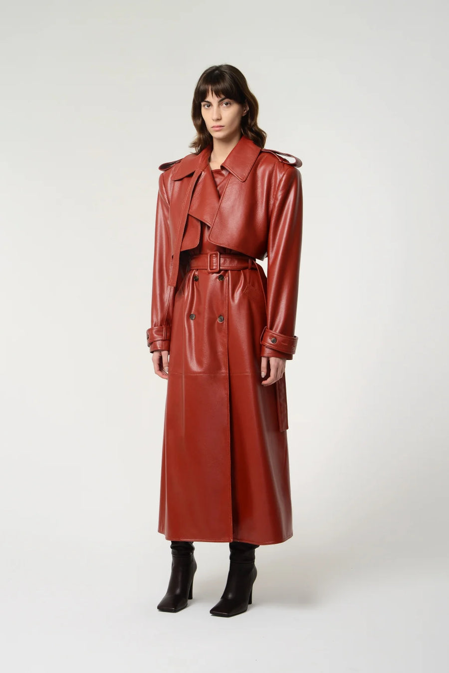 Eco Leather Utilitarian Trench Coat